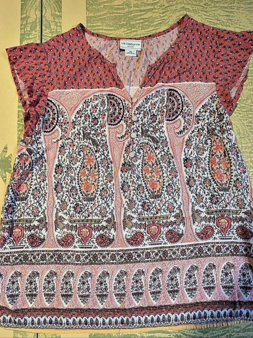 Liz Claiborne Paisley Blouse in Pink & Blue Size PS